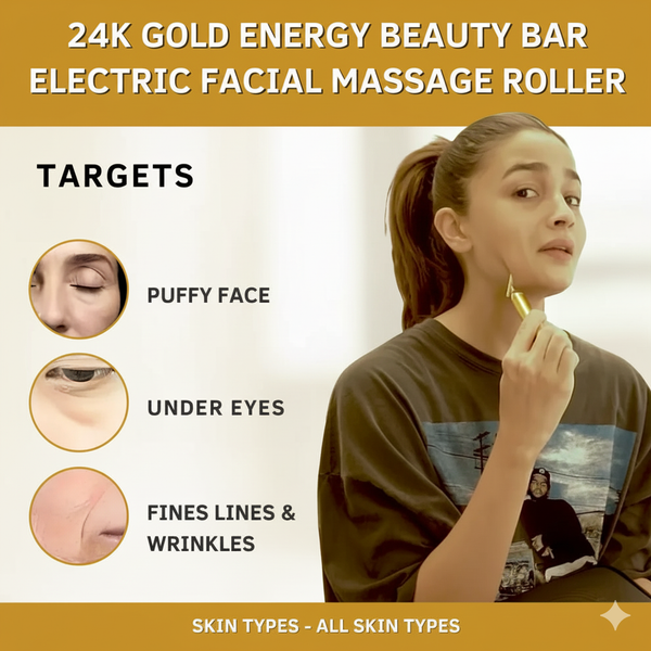 DailyAura Glow Bar | 24K Gold Energy Beauty Facial Massager